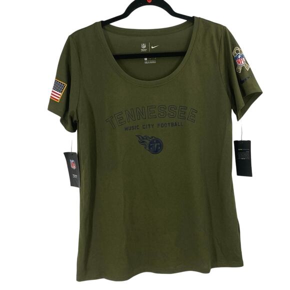 The Nike Tee Tennessee Titans NFL Army Green Dri Fit Men's Tee Size Large NEW - Picture 1 of 11
